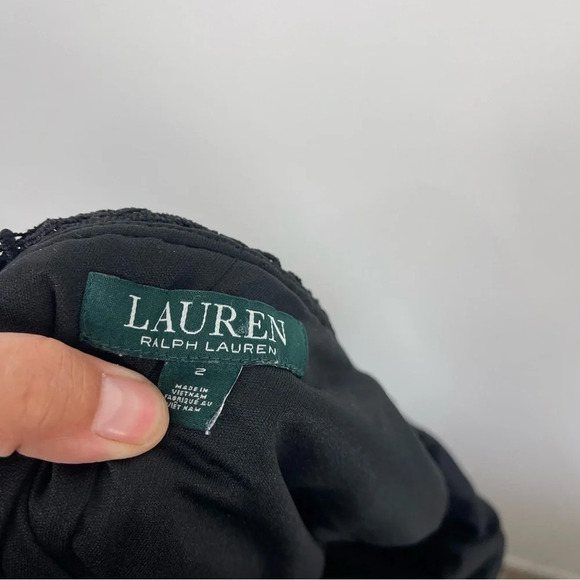 Lauren by Ralph Lauren Black Lace One Shoulder Cocktail Dress Size 2 - Picture 5 of 9